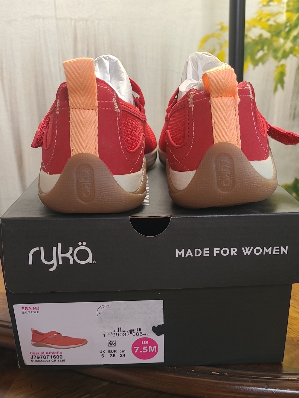 New in box! Ryka Era Womens 7.5 Red Slip On Mary Jane Flat Comfy Sneakers - Picture 4 of 7